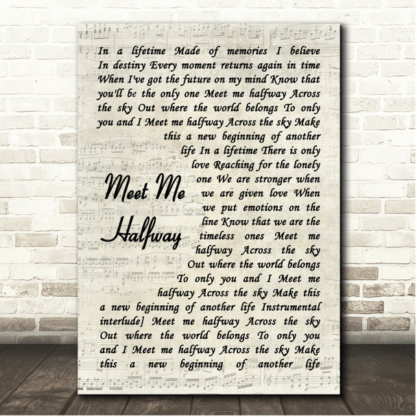 Kenny Loggins Meet Me Half Way Vintage Script Song Lyric Print