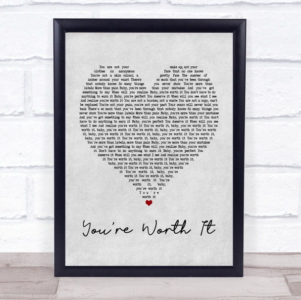 Cimorelli You're Worth It Grey Heart Song Lyric Quote Print