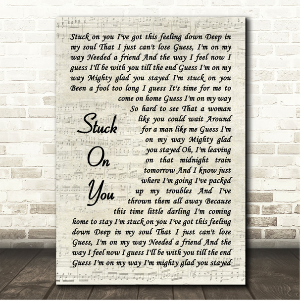 Lionel Richie Stuck On You Vintage Script Song Lyric Print