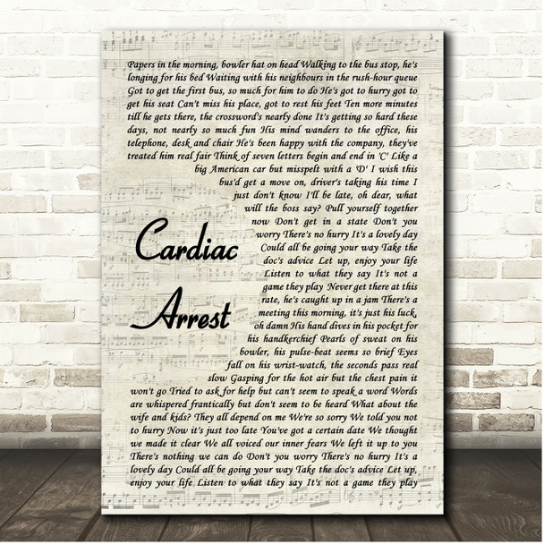 Madness Cardiac Arrest Vintage Script Song Lyric Print