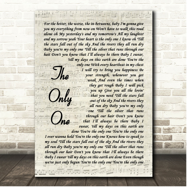 Music Travel Love The Only One Vintage Script Song Lyric Print