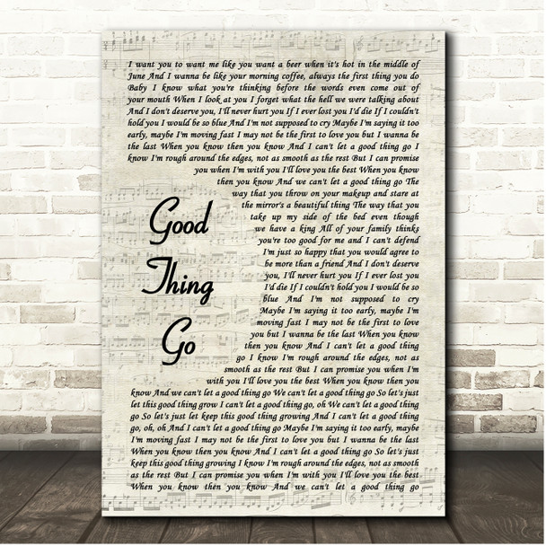 Quinn XCII Good Thing Go Vintage Script Song Lyric Print