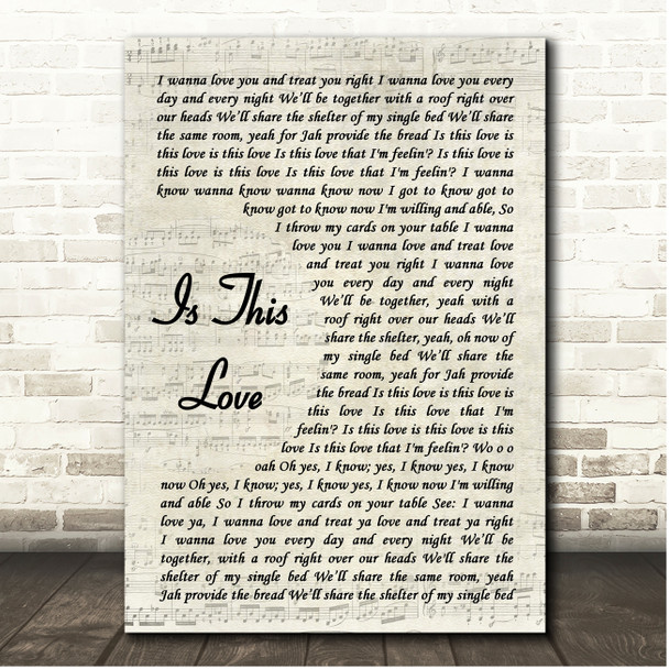 Bob Marley Is This Love Vintage Script Song Lyric Print