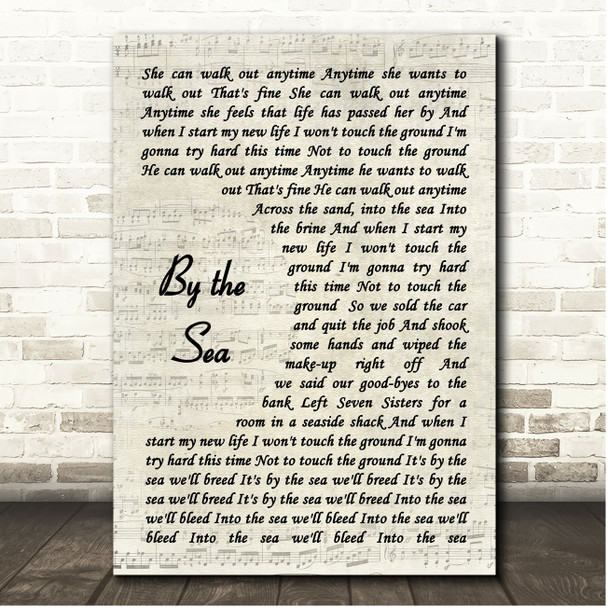 Suede By the Sea Vintage Script Song Lyric Print