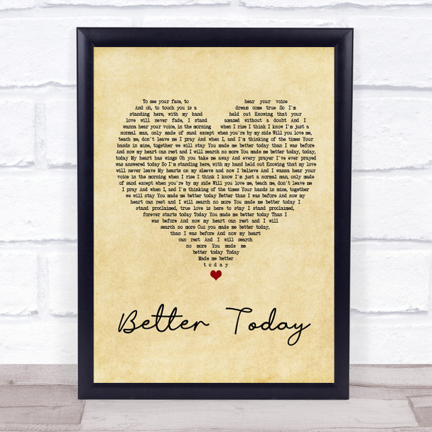 Coffey Anderson Better Today Vintage Heart Song Lyric Quote Print