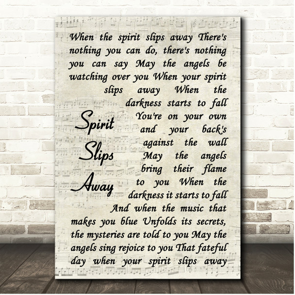 Thin Lizzy Spirit Slips Away Vintage Script Song Lyric Print