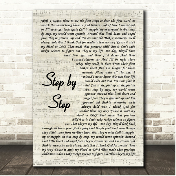 Brandon Davis Step by Step Vintage Script Song Lyric Print