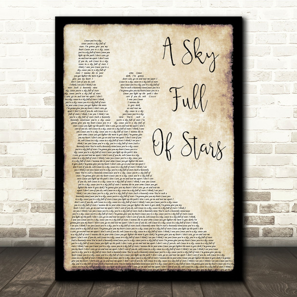 Coldplay A Sky Full Of Stars Man Lady Dancing Song Lyric Quote Print
