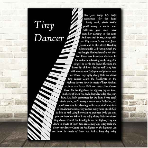 Elton John Tiny Dancer Piano Song Lyric Print