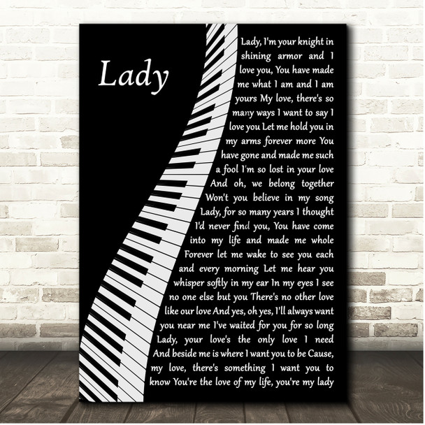 Kenny Rogers Lady Piano Song Lyric Print