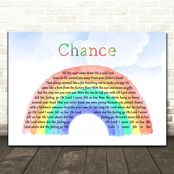 Big Country Chance Watercolour Rainbow & Clouds Song Lyric Print