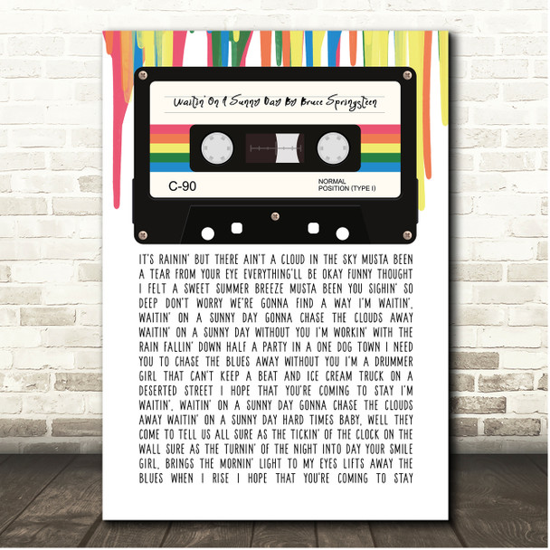 Bruce Springsteen Waitin' On A Sunny Day 80's Retro Cassette Paint Drip Song Lyric Print