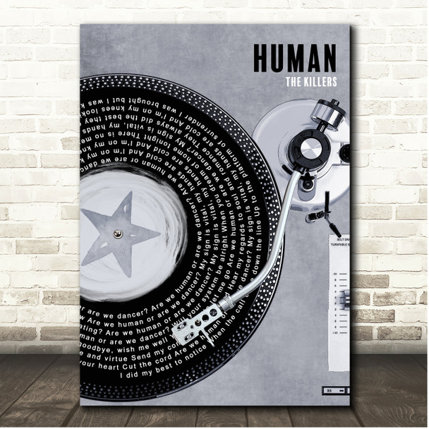 The Killers Human Rustic Grey Blue Vinyl Record Song Lyric Print