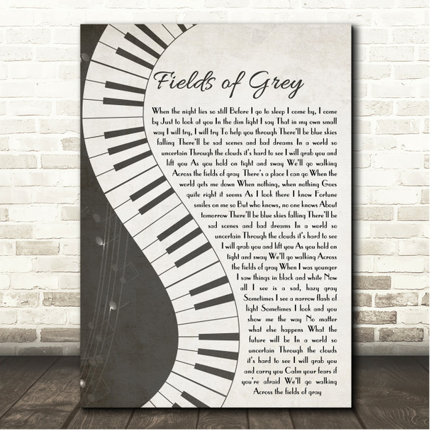 Bruce Hornsby Fields of Gray Rustic Grey Piano Script Song Lyric Print