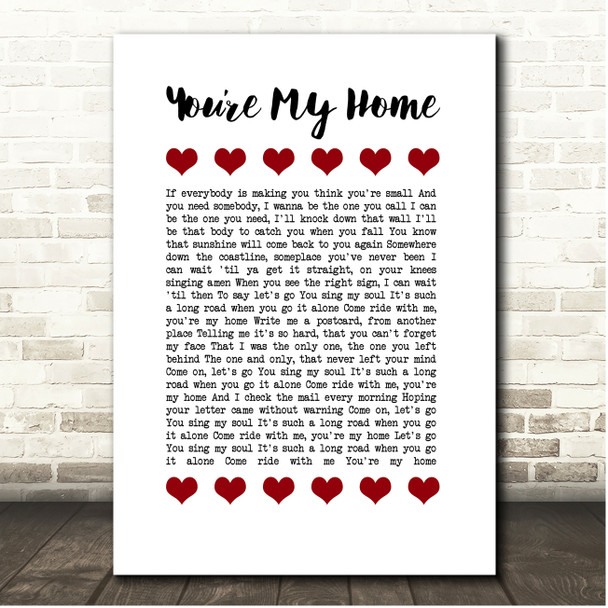 Josh Baldwin Youre My Home Red Hearts In Row Song Lyric Print