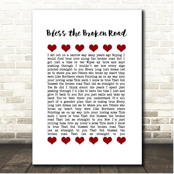 Rascal flats Bless The Broken Road Red Hearts In Row Song Lyric Print