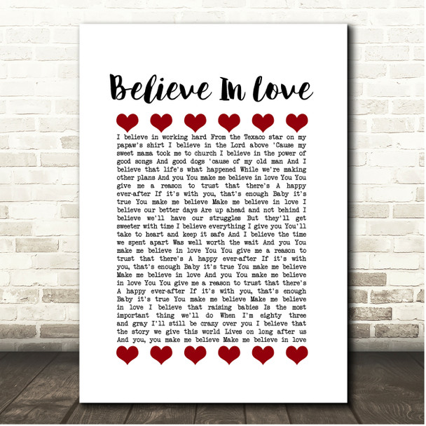 Charlie Worsham Believe In Love Red Hearts In Row Song Lyric Print