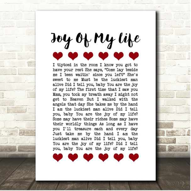 Chris Stapleton Joy Of My Life Red Hearts In Row Song Lyric Print