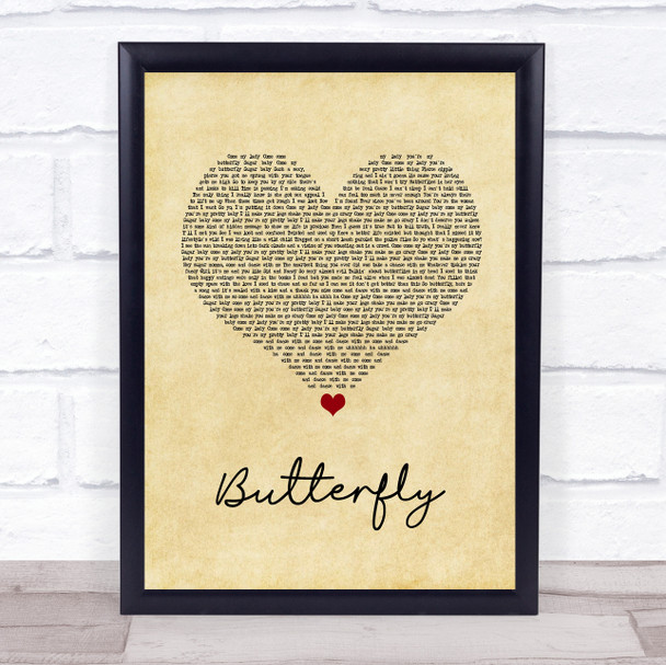 Crazy Town Butterfly Vintage Heart Song Lyric Quote Print