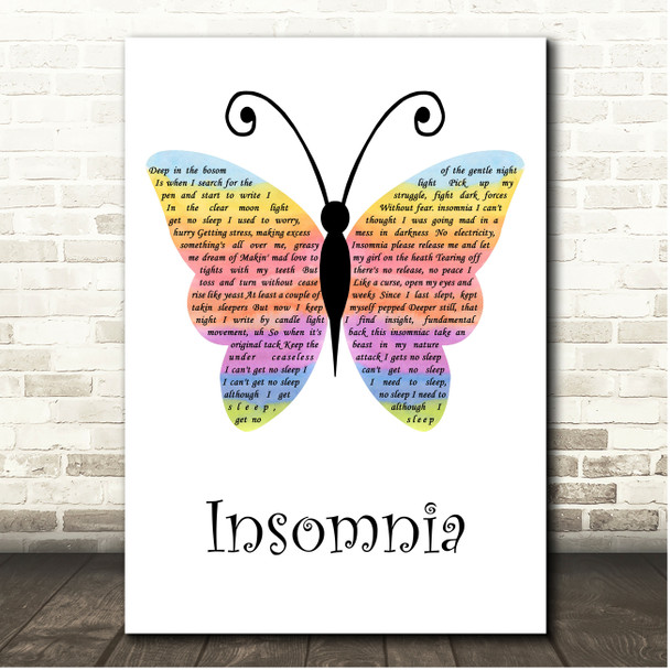 Faithless Insomnia Rainbow Butterfly Song Lyric Print