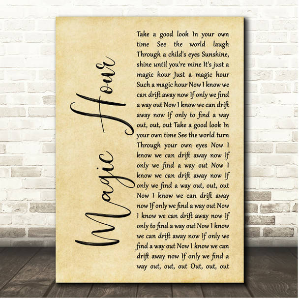 Cast Magic Hour Rustic Script Song Lyric Print