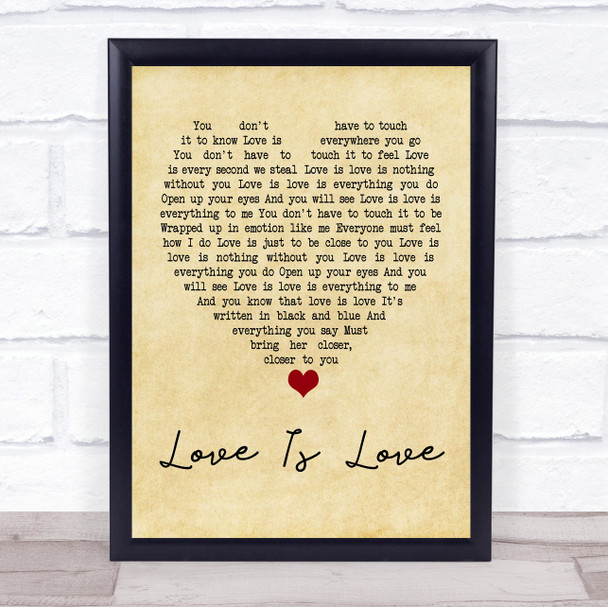 Culture Club Love Is Love Vintage Heart Song Lyric Quote Print