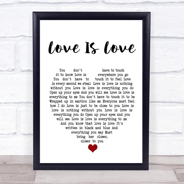 Culture Club Love Is Love White Heart Song Lyric Quote Print