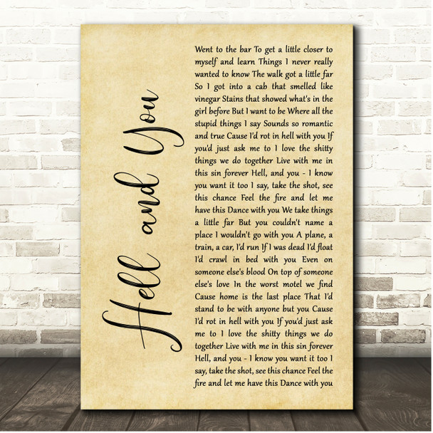 Amigo the Devil Hell and You Rustic Script Song Lyric Print