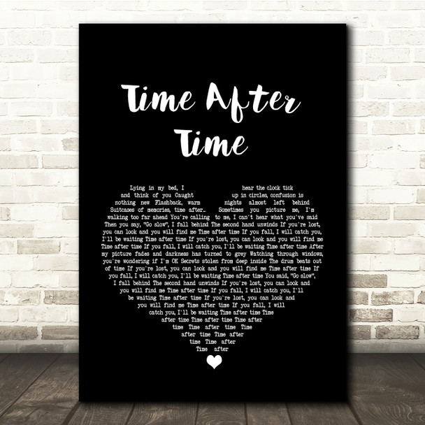 Cyndi Lauper Time After Time Black Heart Song Lyric Quote Print