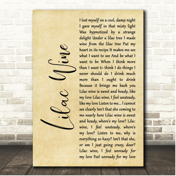 Jeff Buckley Lilac Wine Rustic Script Song Lyric Print