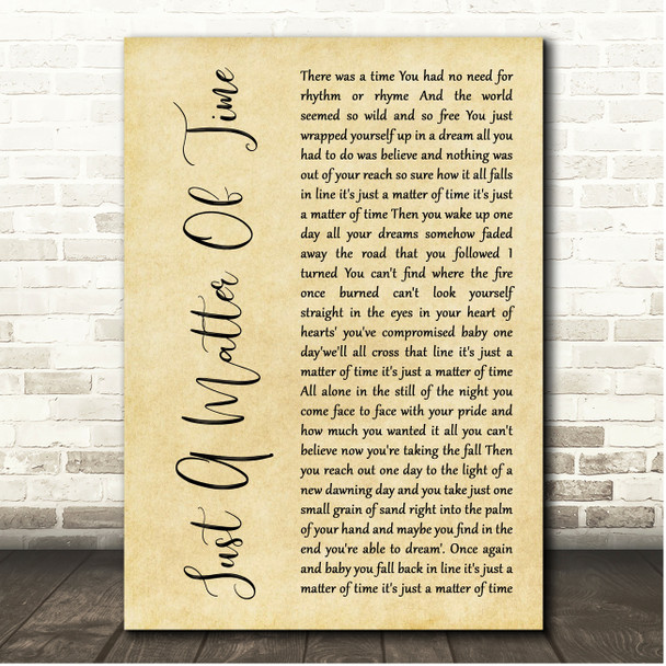 John Cafferty & The Beaver Brown Band Just A Matter Of Time Rustic Script Song Lyric Print