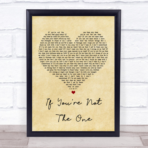 Daniel Bedingfield If You're Not The One Vintage Heart Song Lyric Quote Print