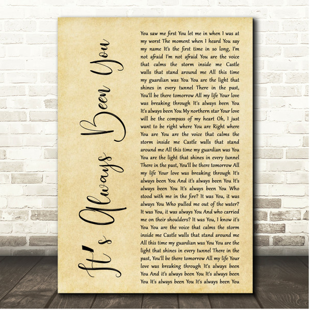 Phil Wickham Its Always Been You Rustic Script Song Lyric Print