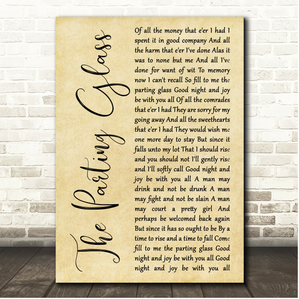 The Parting Glass Rustic Script Song Lyric Print