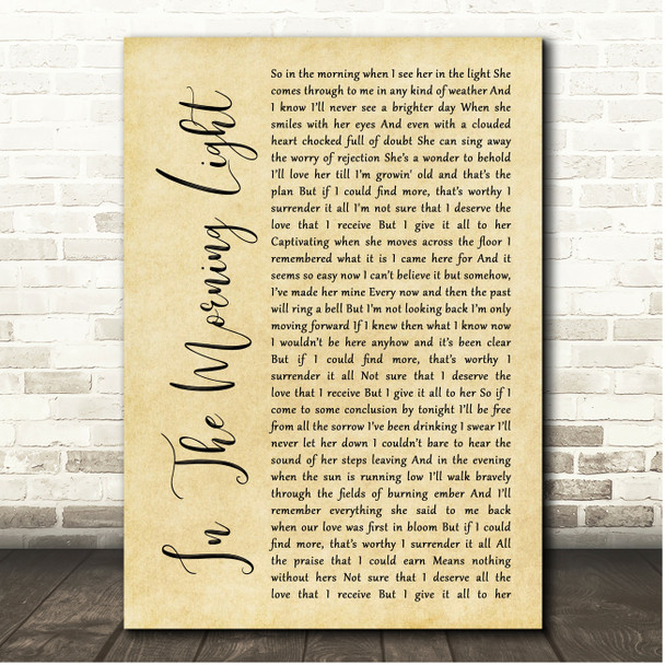 Billy Strings In The Morning Light Rustic Script Song Lyric Print