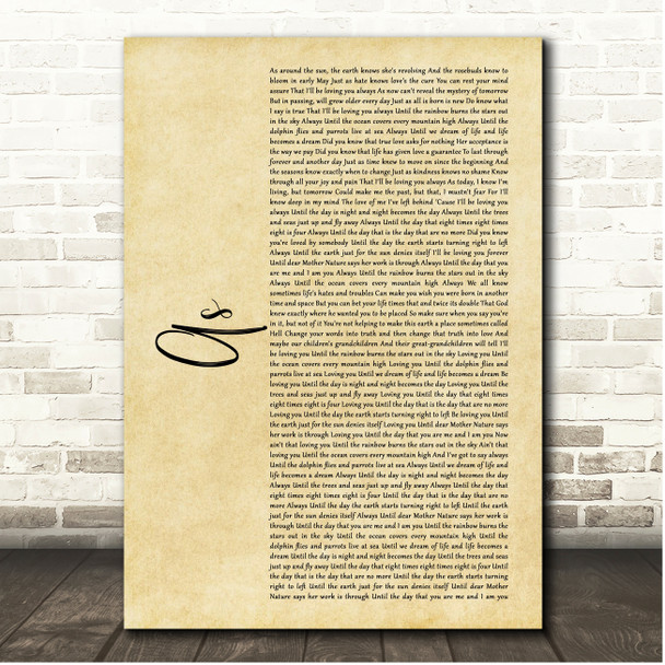 Stevie Wonder As Rustic Script Song Lyric Print