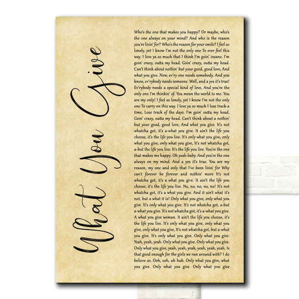 Tesla What You Give Rustic Script Song Lyric Print