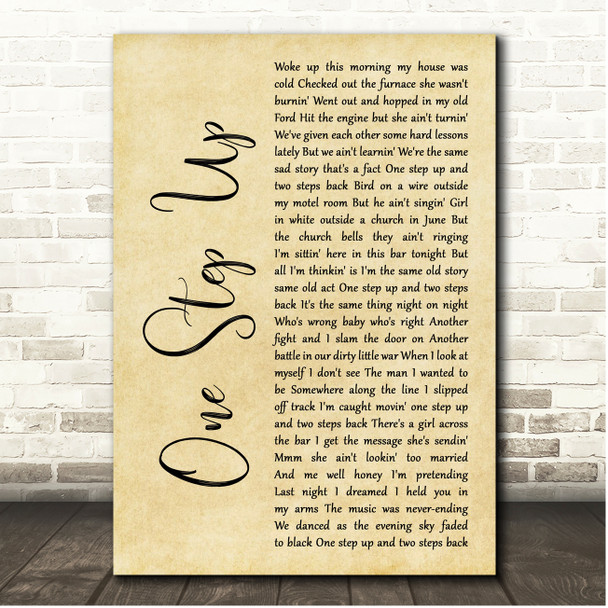 Bruce Springsteen One Step Up Rustic Script Song Lyric Print