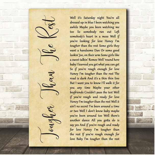 Bruce Springsteen Tougher Than The Rest Rustic Script Song Lyric Print