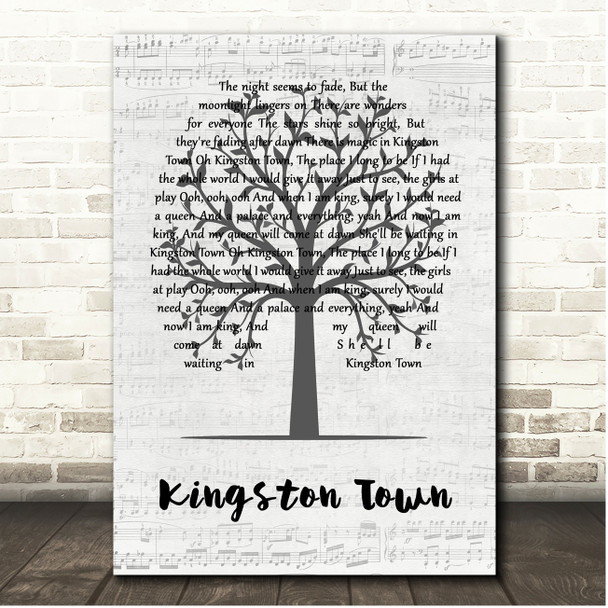 UB40 Kingston Town Music Script Tree Song Lyric Print