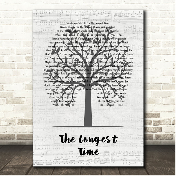 Billy Joel The Longest Time Music Script Tree Song Lyric Print