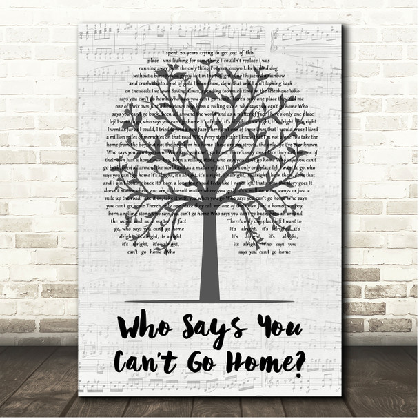 Bon Jovi Who Says You Cant Go Home Music Script Tree Song Lyric Print