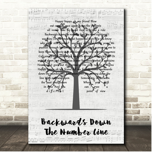 Phish Backwards Down The Number Line Music Script Tree Song Lyric Print