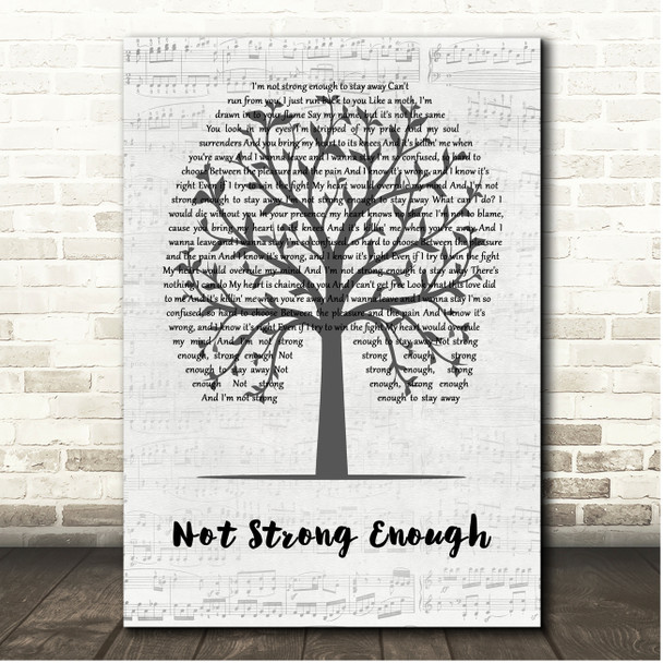 Apocalyptica Not Strong Enough Music Script Tree Song Lyric Print