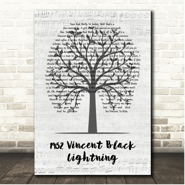 Richard Thompson 1952 Vincent Black Lightning Music Script Tree Song Lyric Print