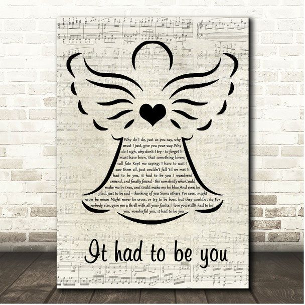 Frank Sinatra It Had To Be You Music Script Angel Song Lyric Print