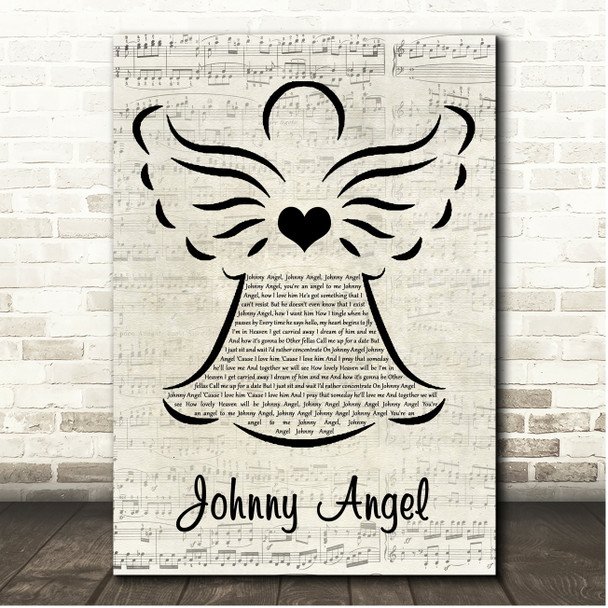 Johnny Angel Music Script Angel Song Lyric Print