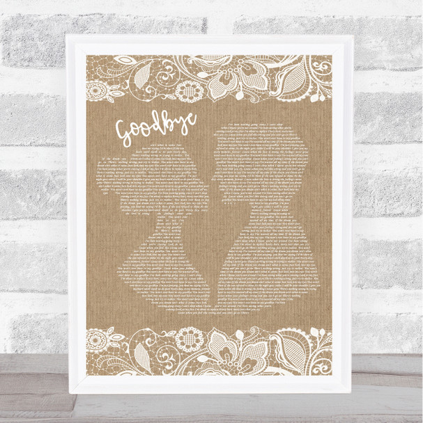Def Leppard Goodbye Burlap & Lace Song Lyric Quote Print