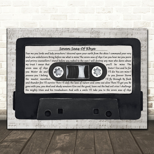 Queen Seven Seas Of Rhye Music Script Cassette Tape Song Lyric Print