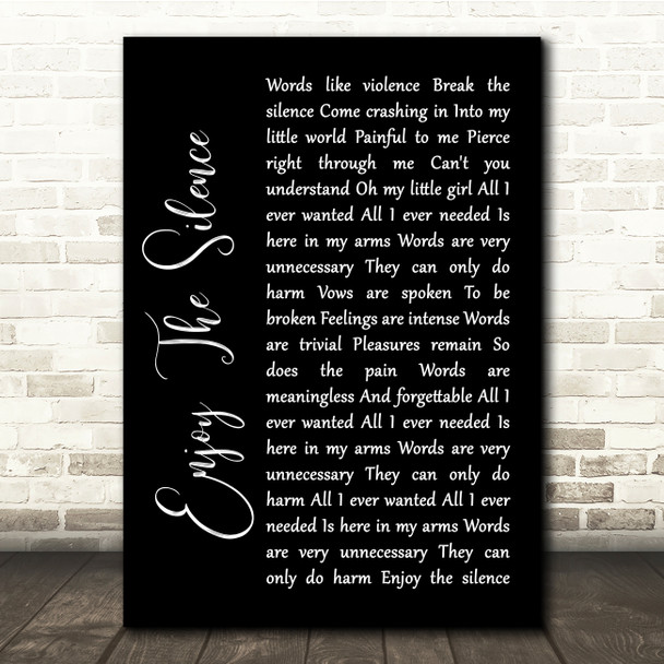 Depeche Mode Enjoy The Silence Black Script Song Lyric Quote Print